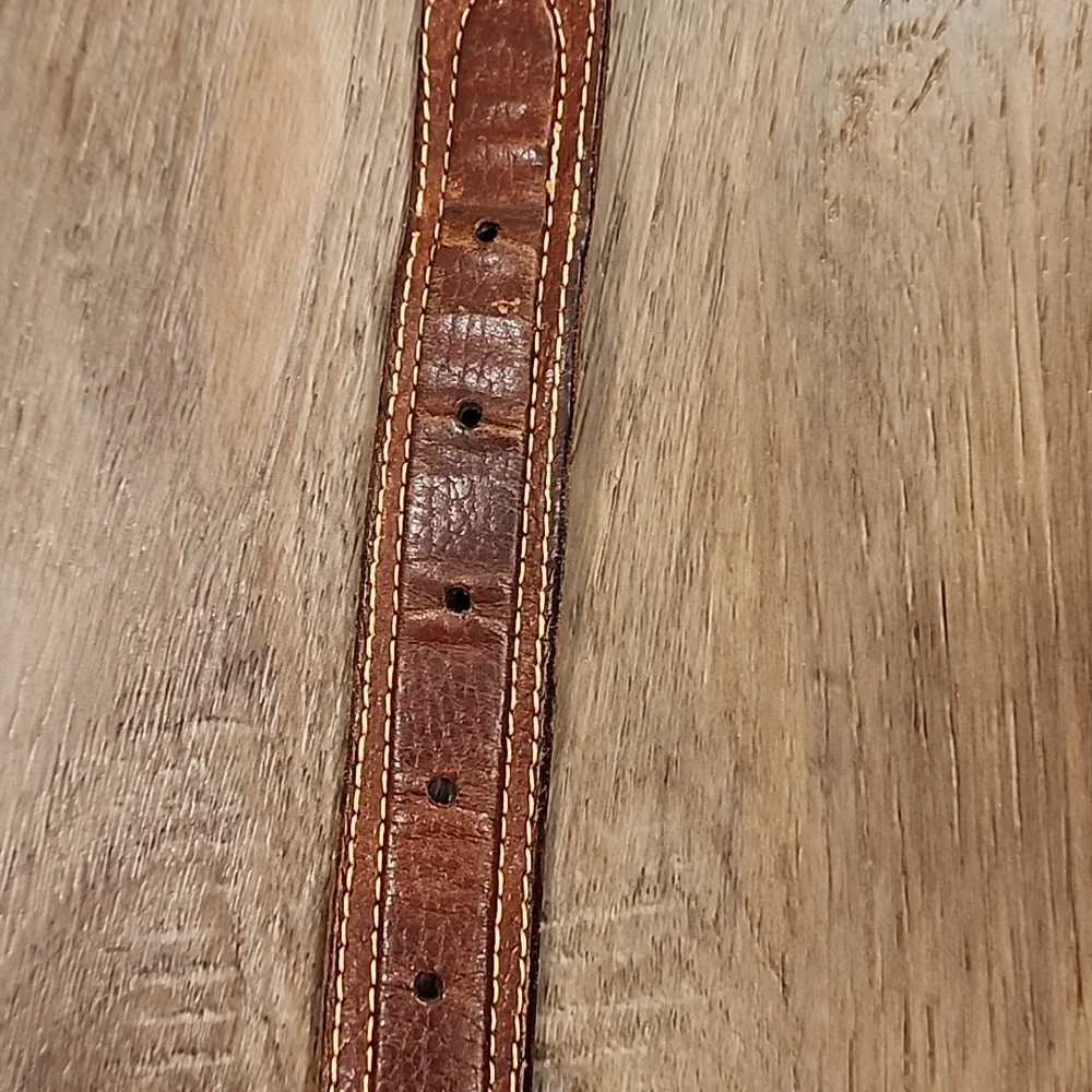 Vera Pelle Men's Leather Belt with Contrasting Fabric Inset Italian size 105 IT
